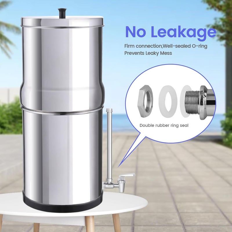 Amwater صنبور زجاجي بقطر 10 بوصات، مستوى مياه واضح مع كرة عائمة حمراء، مادة معدنية متينة، تناسب أنظمة BERKEY وأنظمة الفلترة بالجاذبية الأخرى كذلك - Image 2